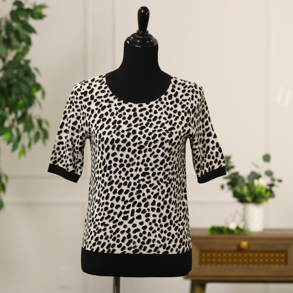 Ann Taylor Leopard Print Short Sleeve Sweater